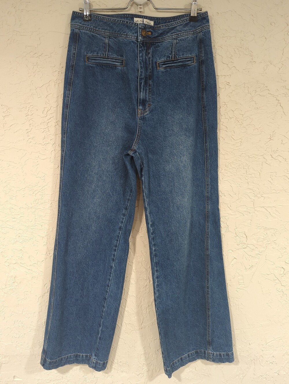 We The Free Modern Meadow High Rise Wide Leg Blue Jeans Denim Women Large
